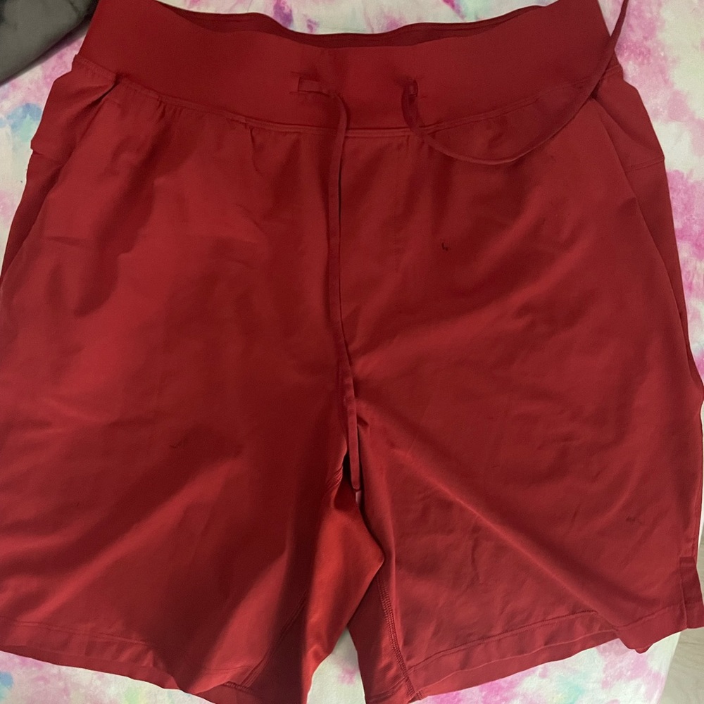 Red lulu lemon exercise shorts